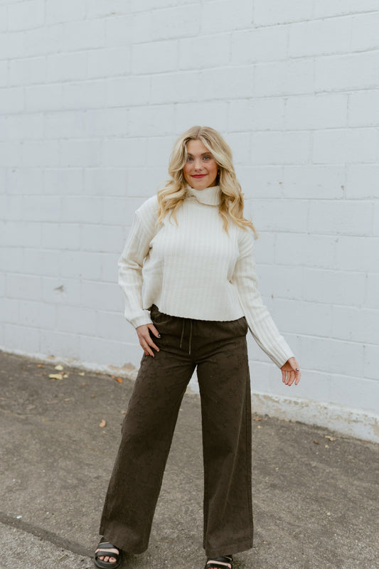 star Embroidered brown pants 