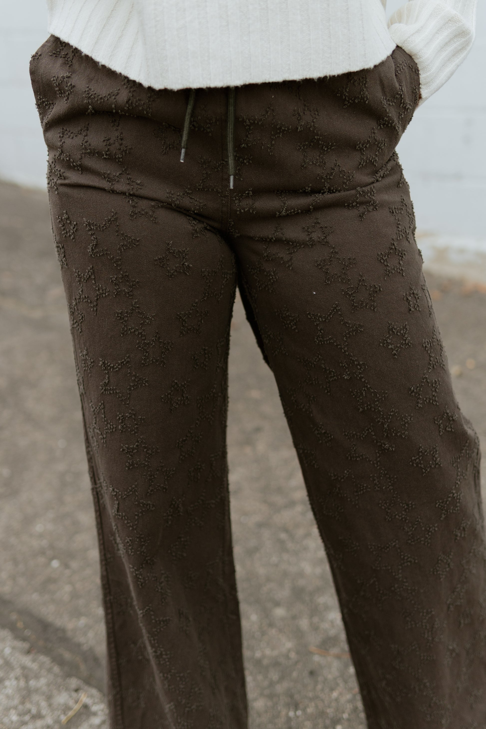 star Embroidered brown pants 