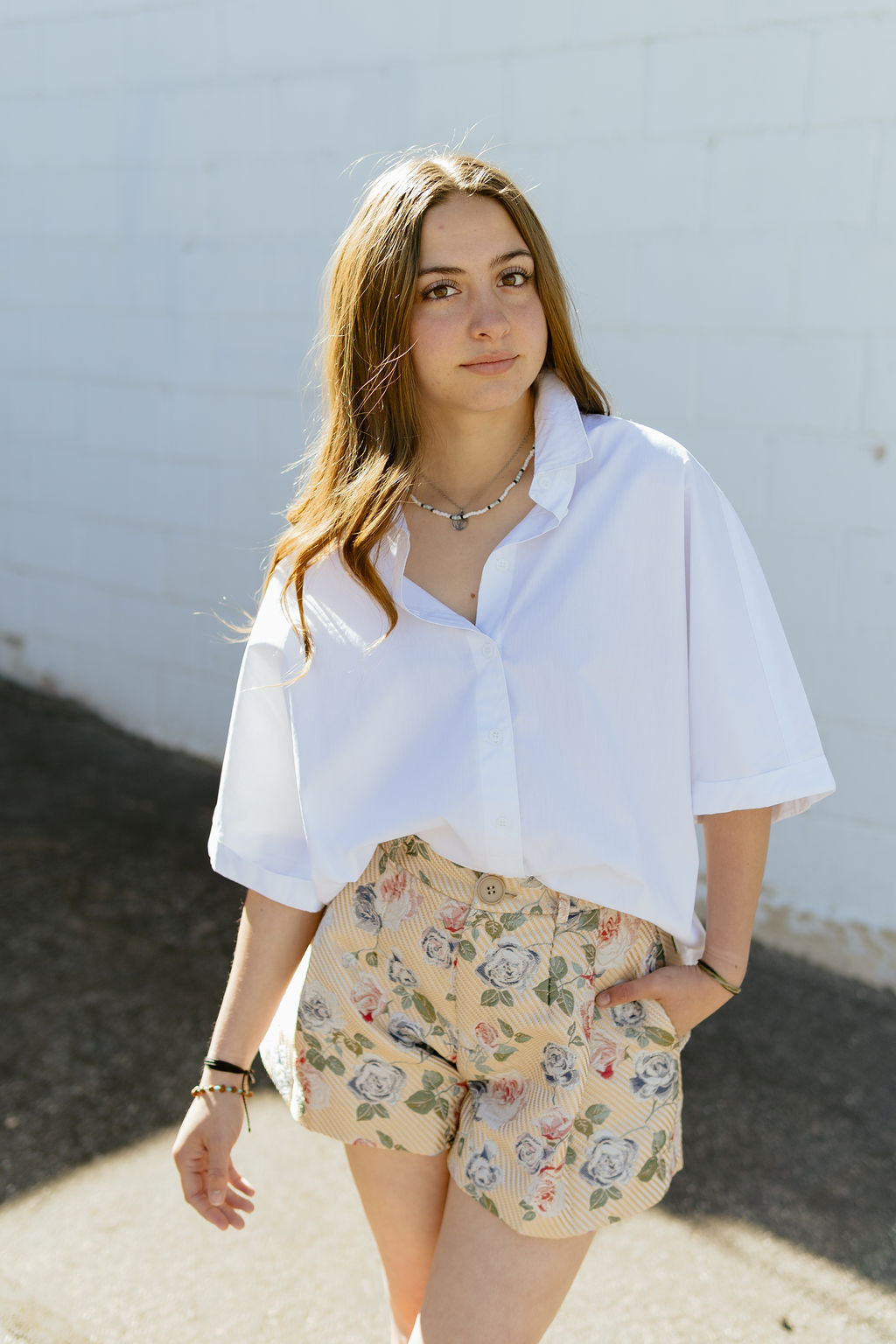 Gold embroidered shorts
