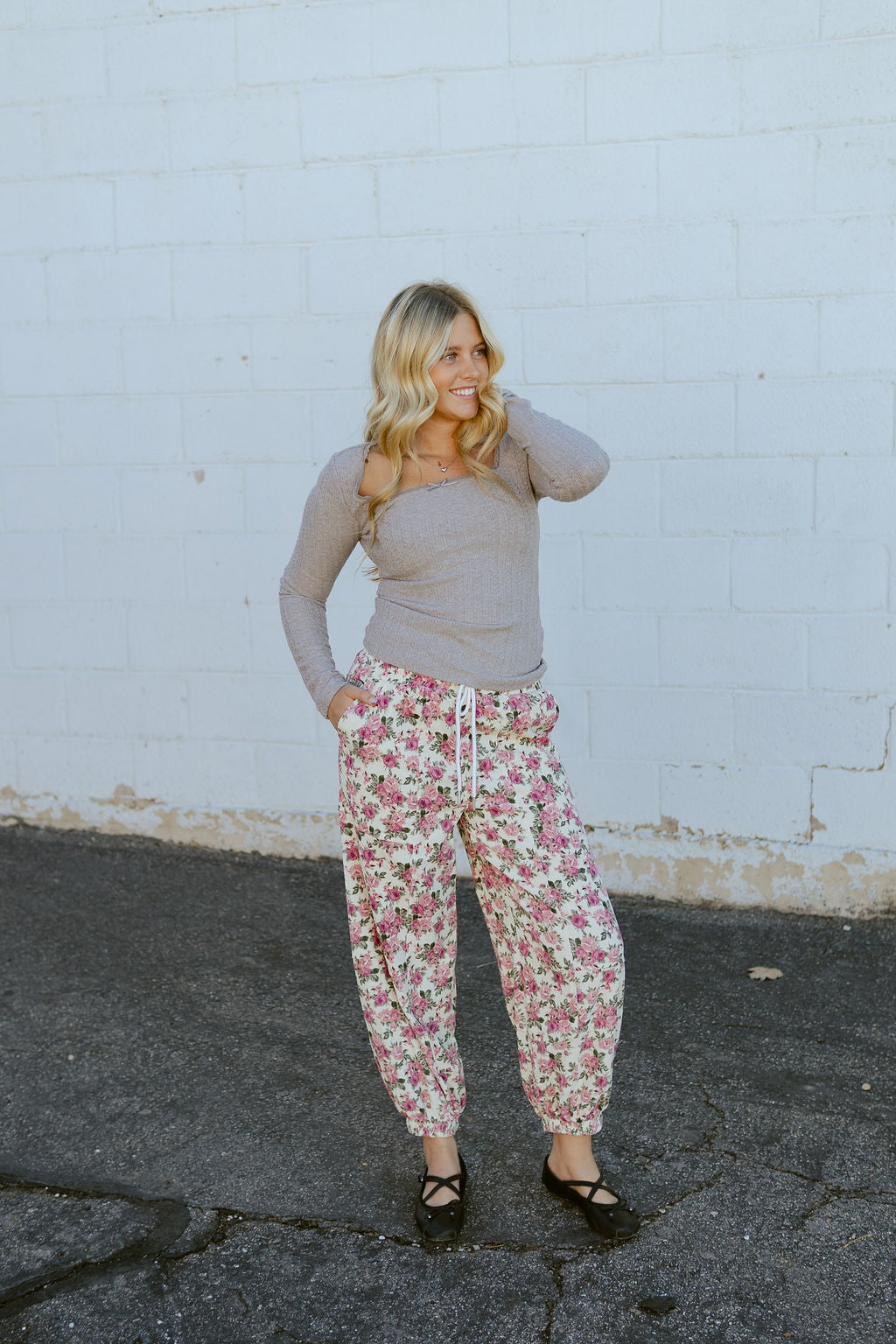 Floral corduroy pants