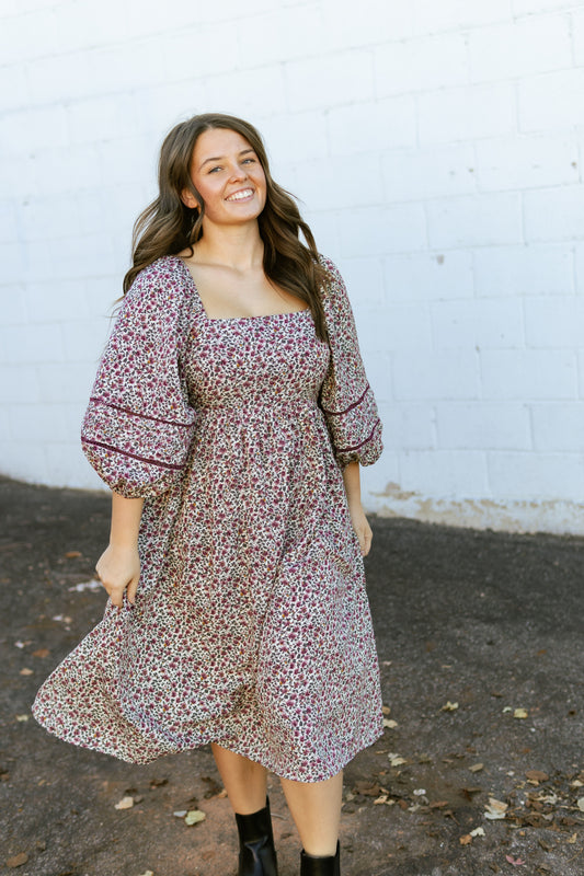 Floral Square-Neck Maxi Dress