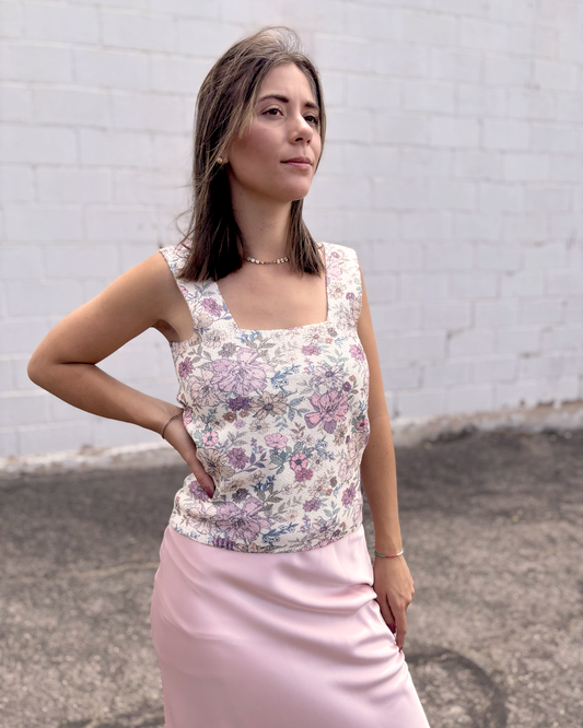Floral tank top with thick straps