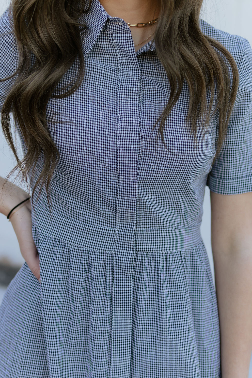 Button up gingham dress with collar