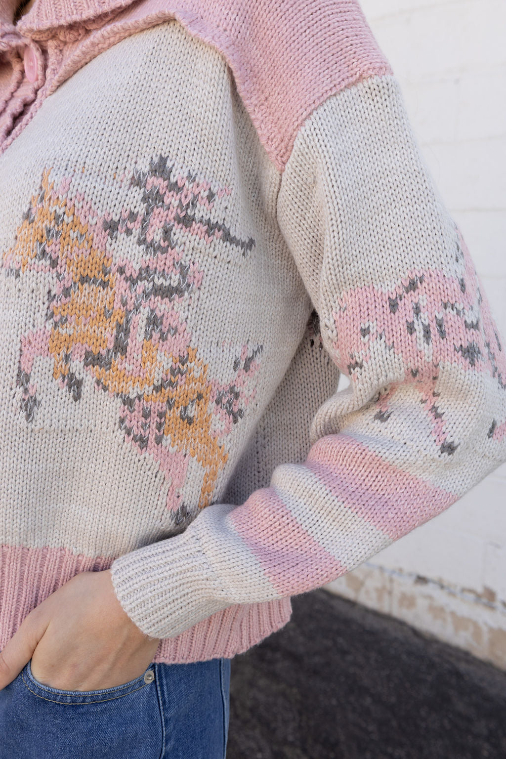 Cute Button up sweater with horse and cowboy on the front