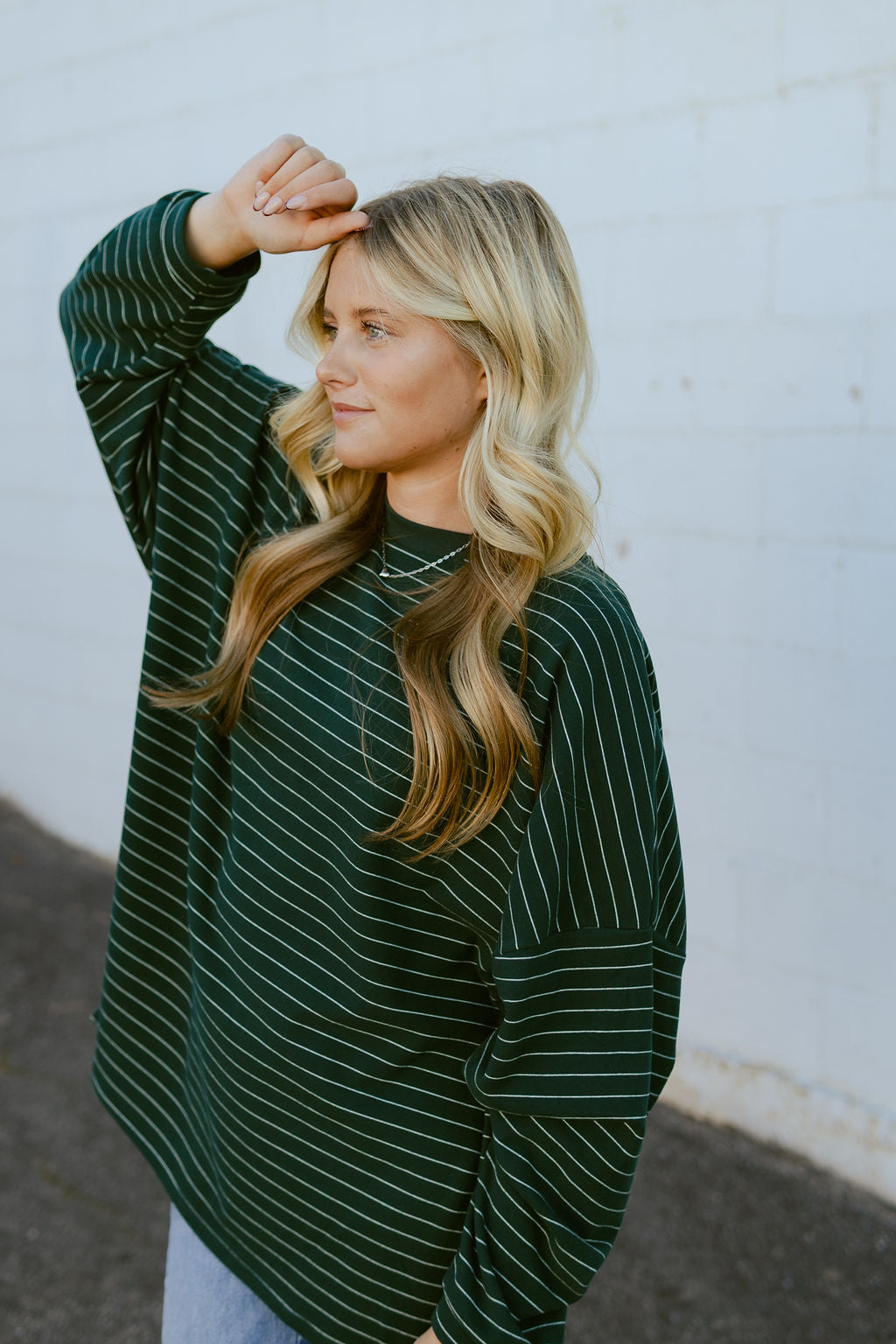 Dark green long sleeve oversized tee shirt