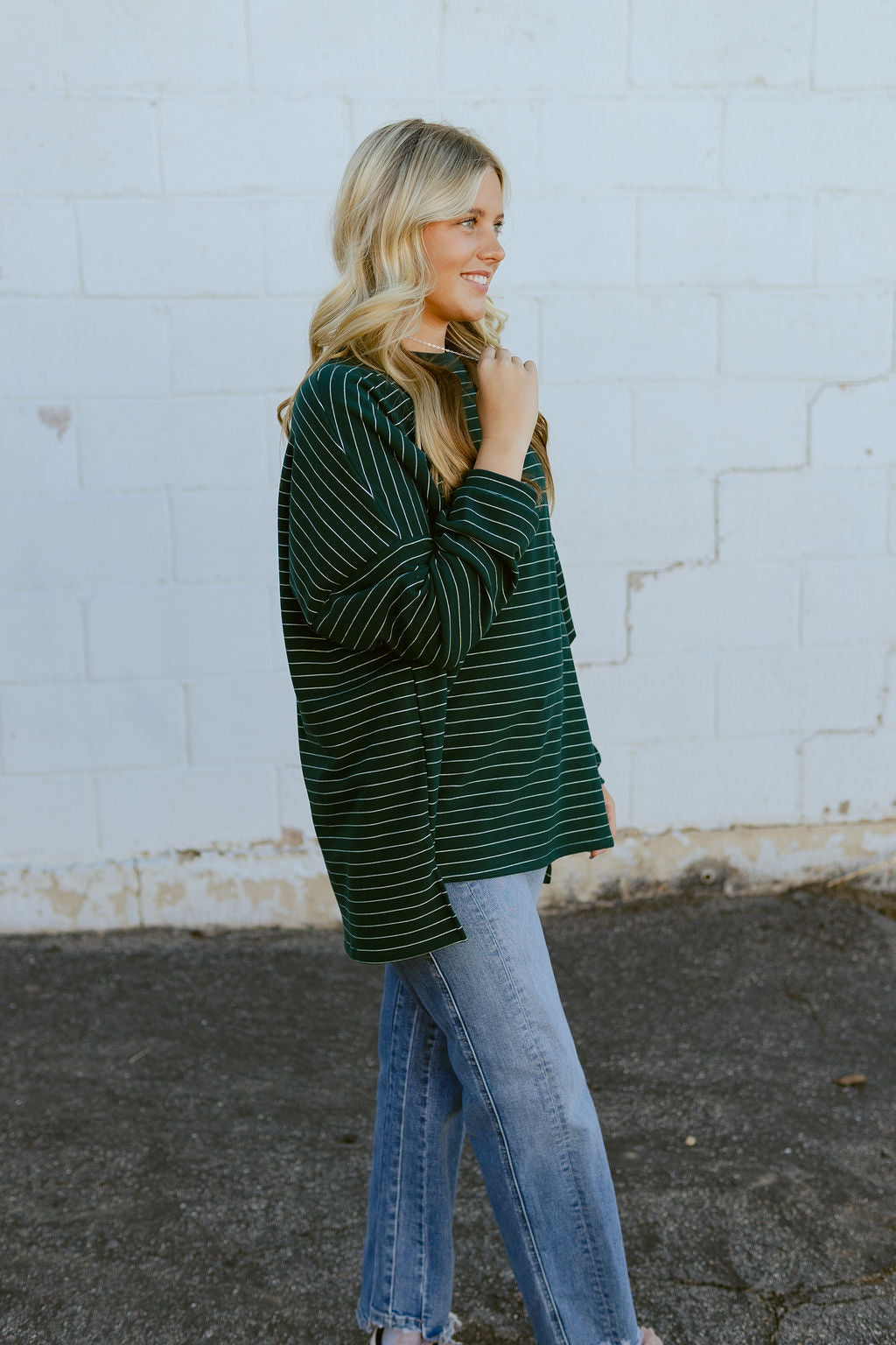 Dark green long sleeve oversized tee shirt
