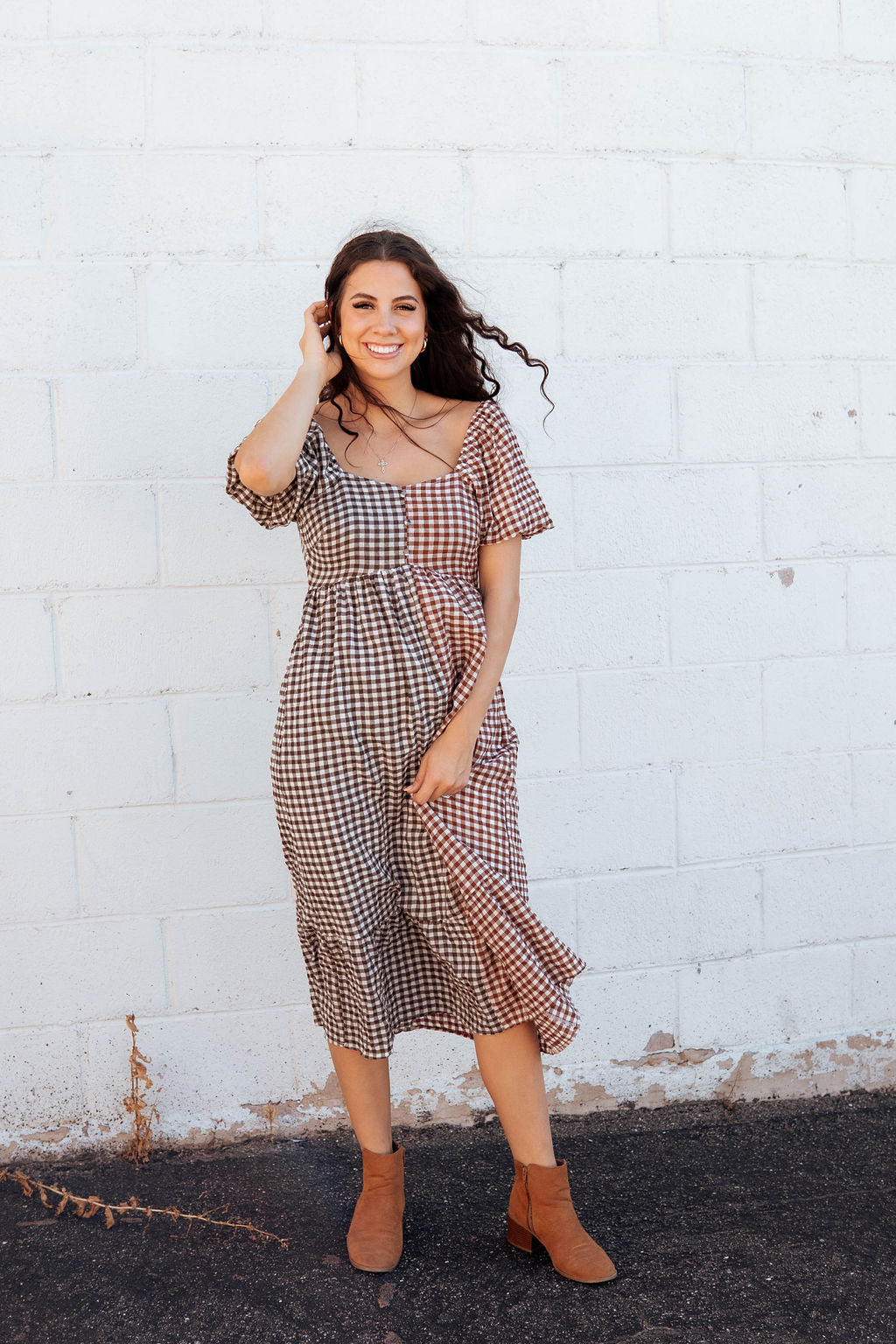 Gingham Two tone dress