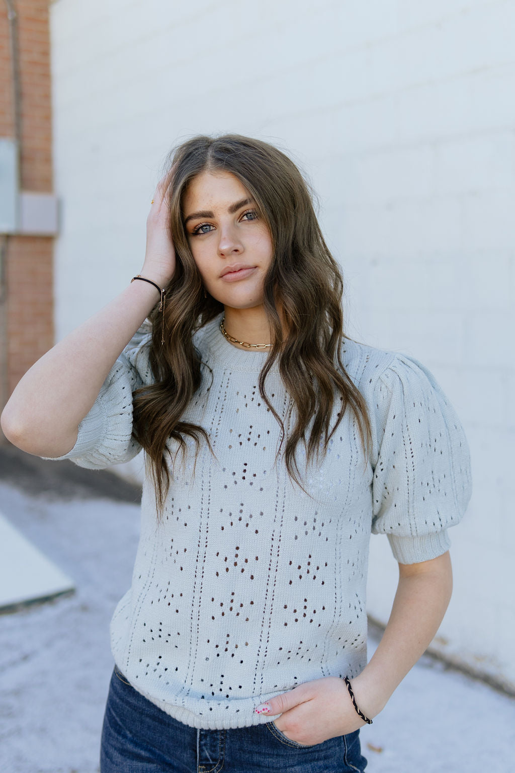 Ice blue knit sweater