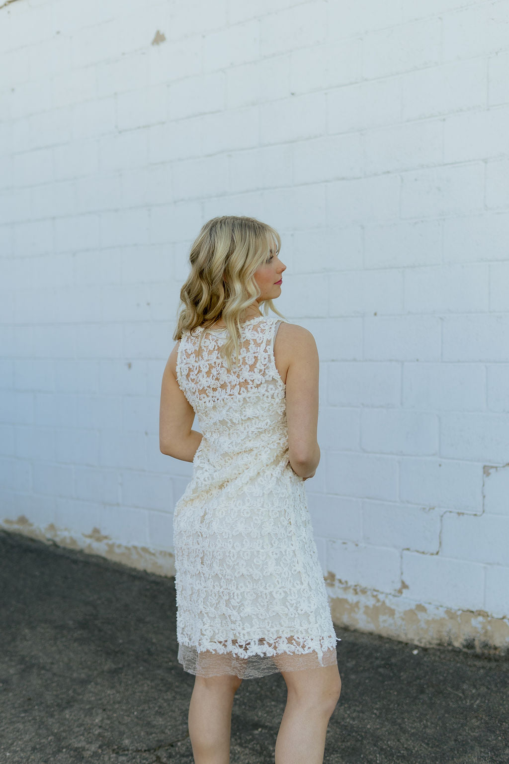Ivory Dress with lace overlay