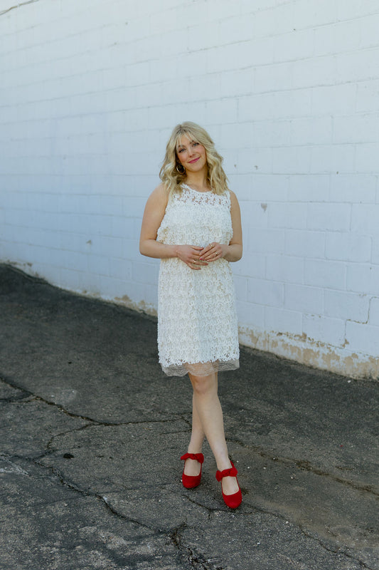 Ivory Dress with lace overlay