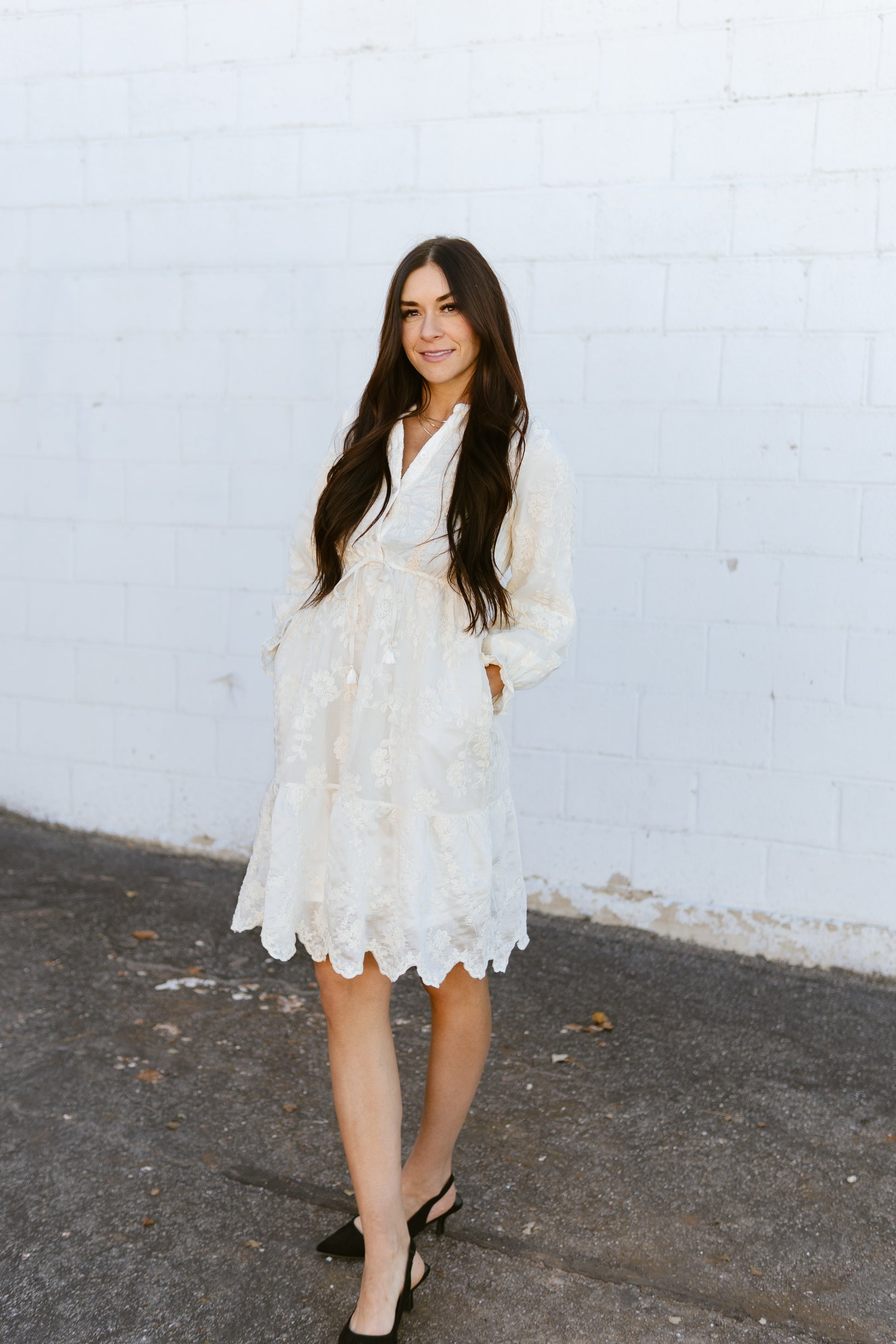 knee length Ivory lace dress