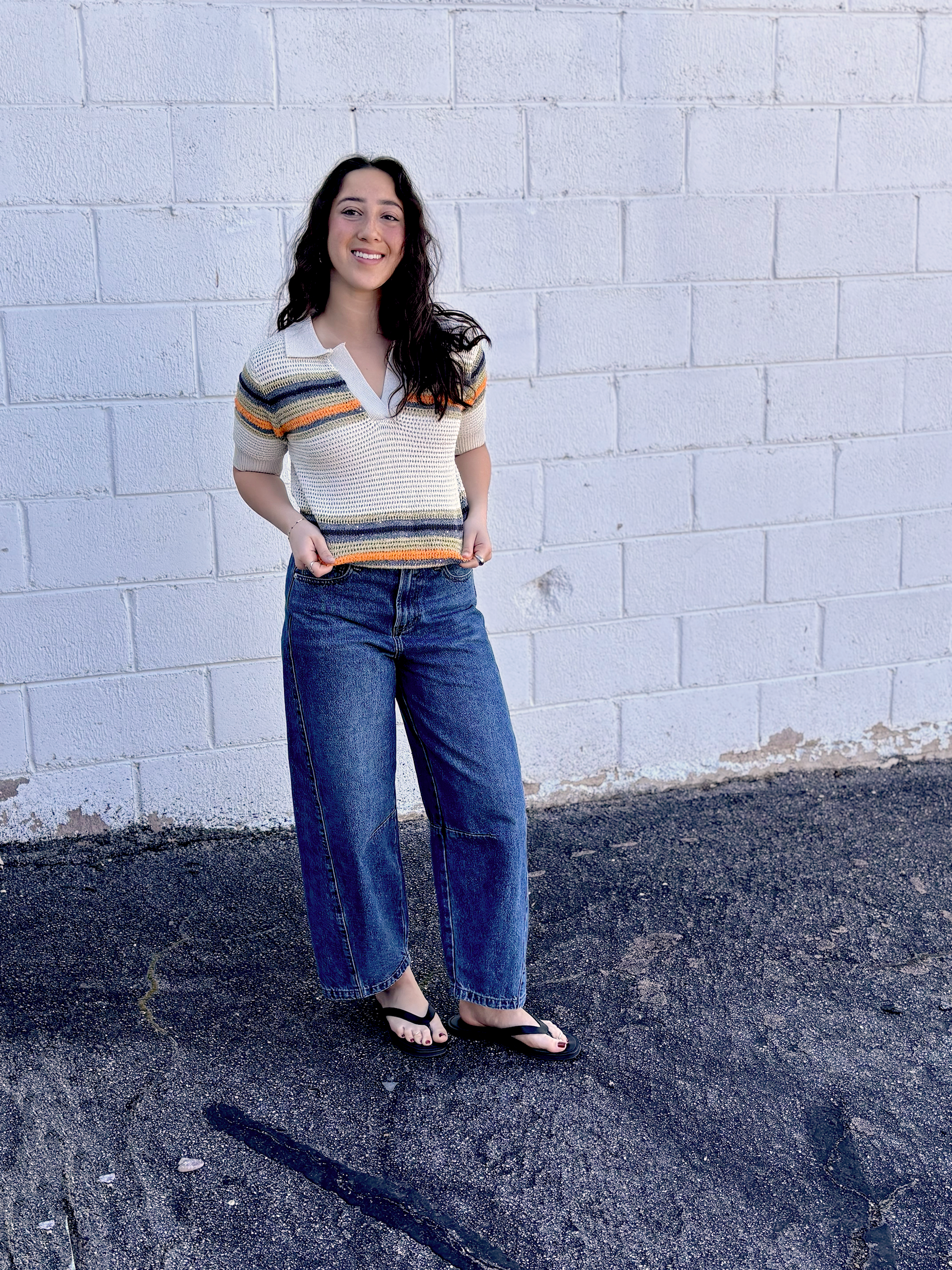 Cute knit top with stripes and a slight sparkle