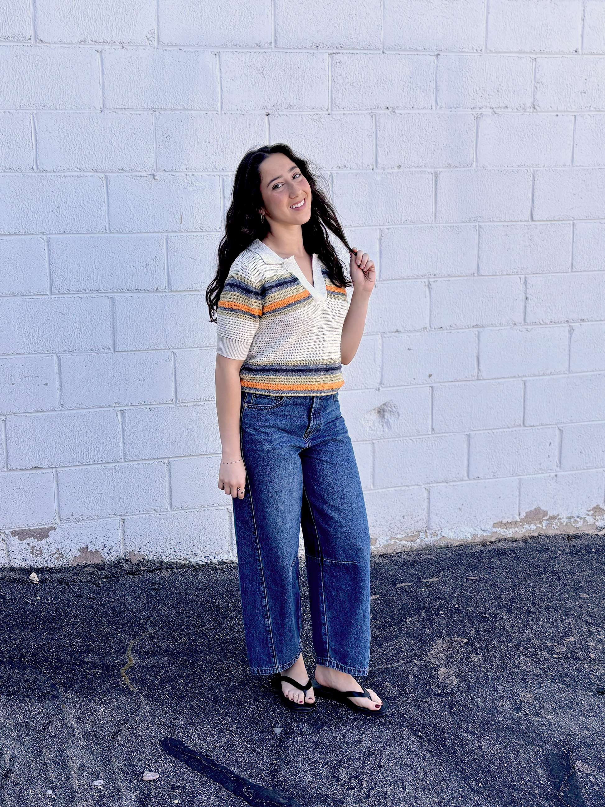 Cute knit top with stripes and a slight sparkle