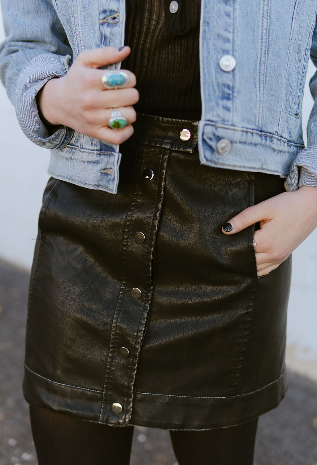 Faux leather mini skirt