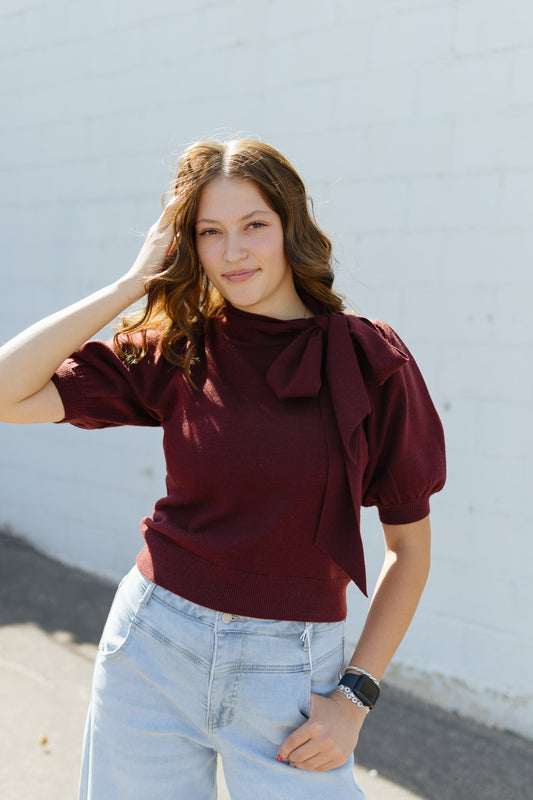 Maroon Bow Sweater
