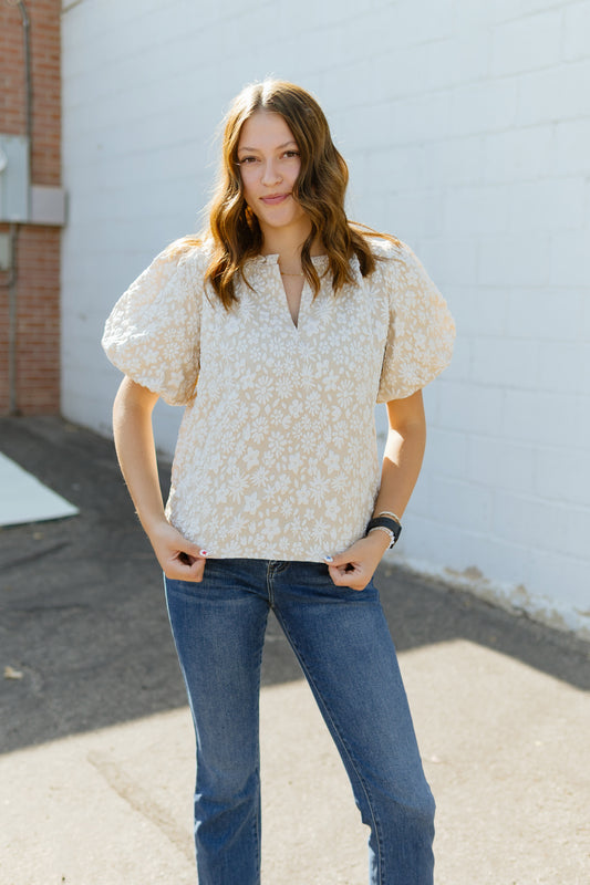 Neutral Floral Top