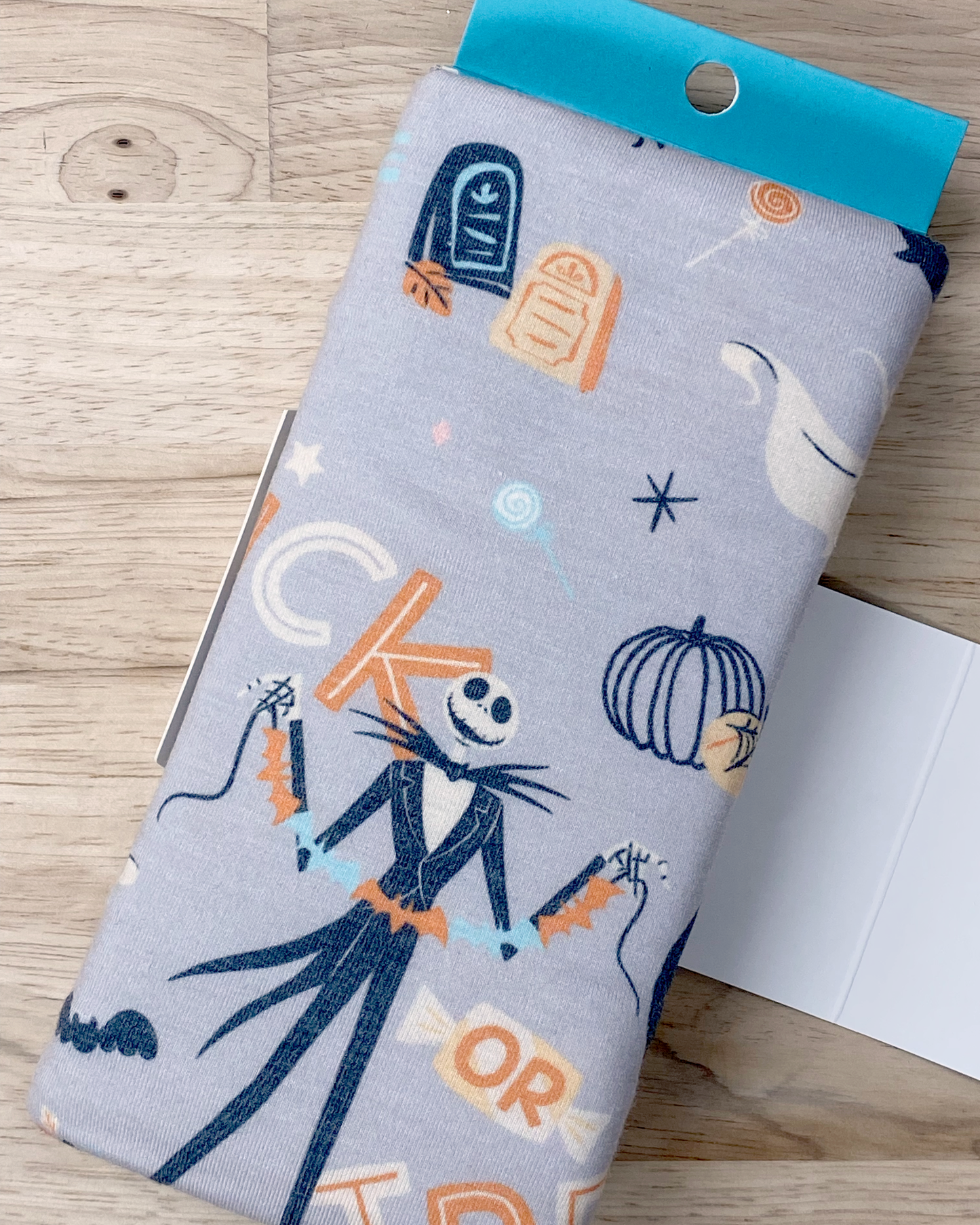 Copper Pearl swaddling blanket with Nightmare Before Christmas print.