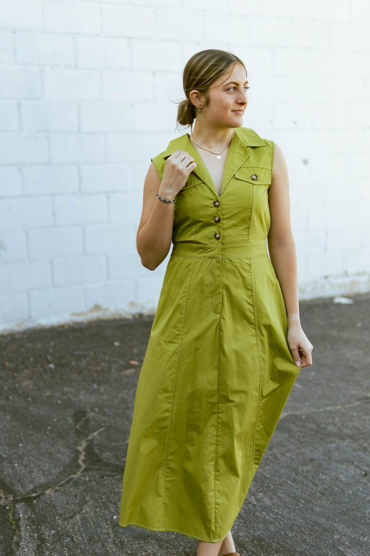 Olive Green sleeveless dress