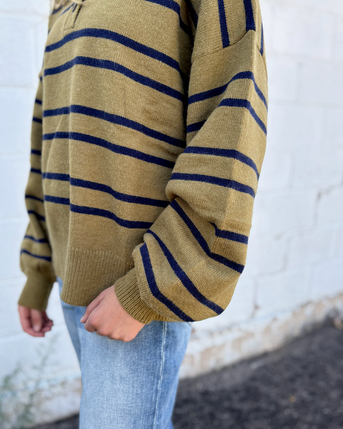 Olive and Navy Sweater