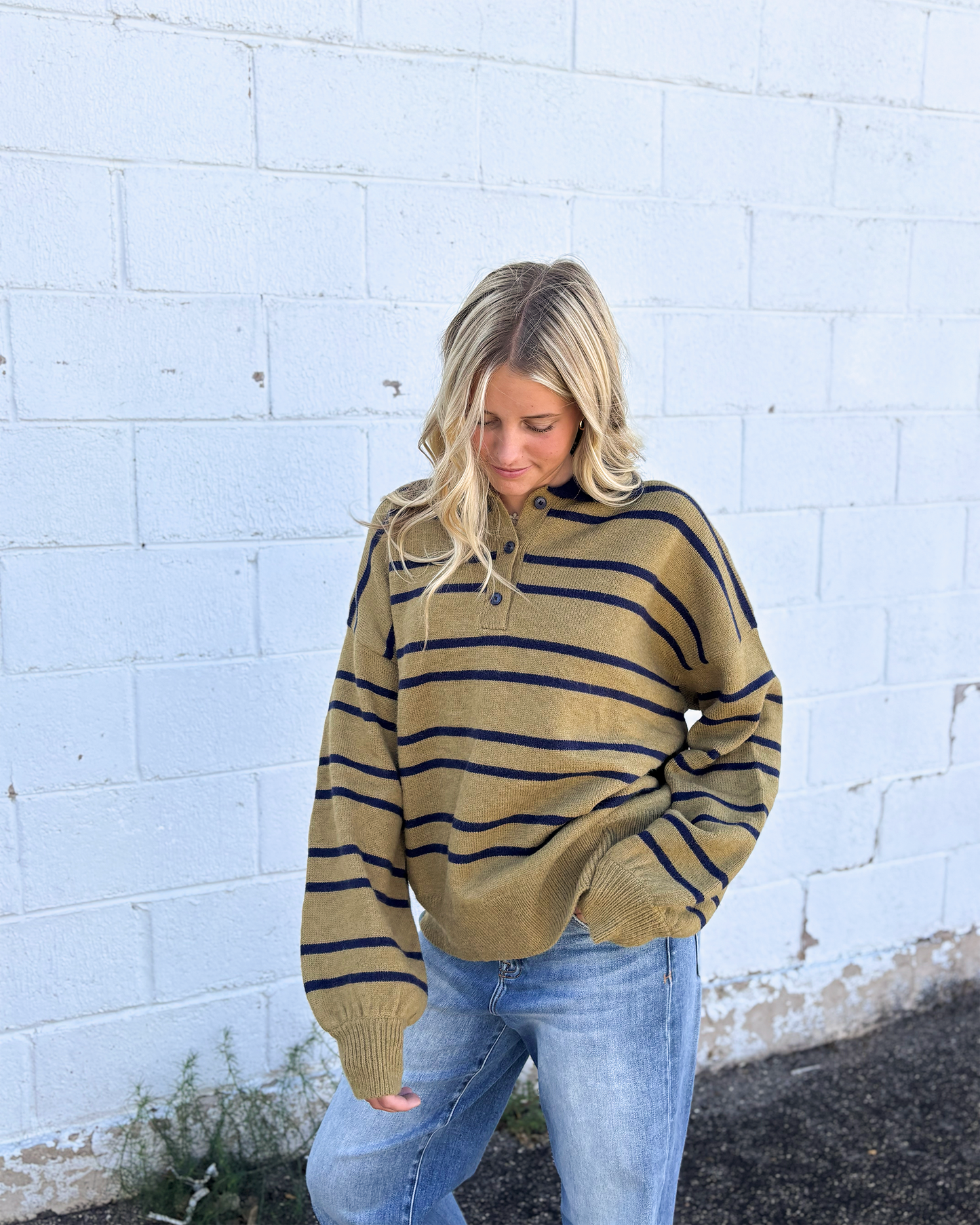 Olive and Navy Sweater