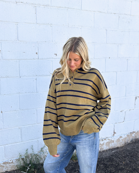 Olive and Navy Sweater