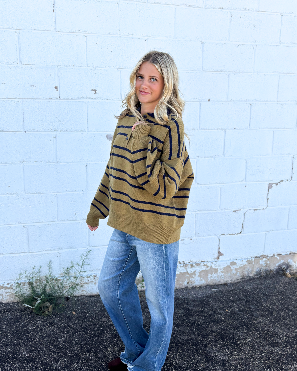 Olive and Navy Sweater