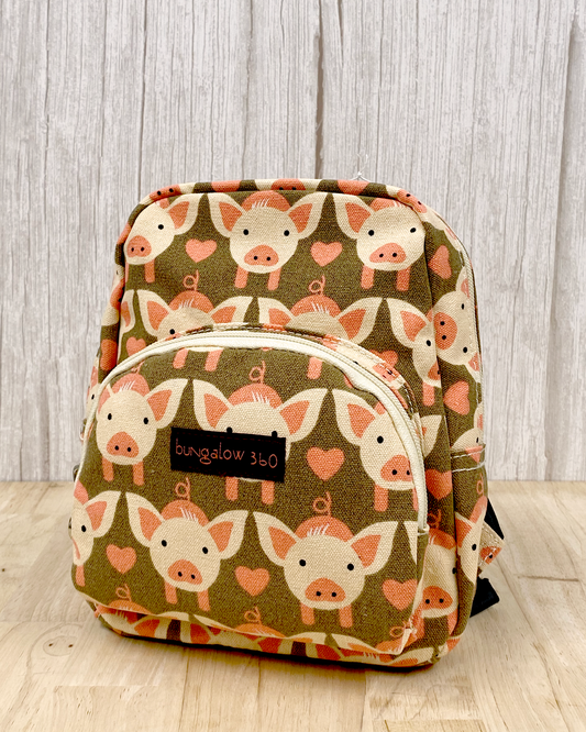 Bungalow kids backpack with pig print