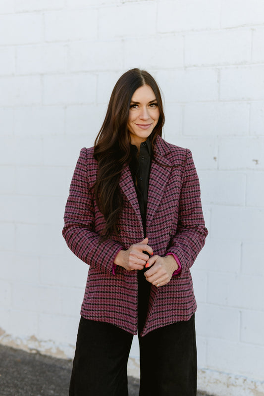 Pink Houndstooth Blazer