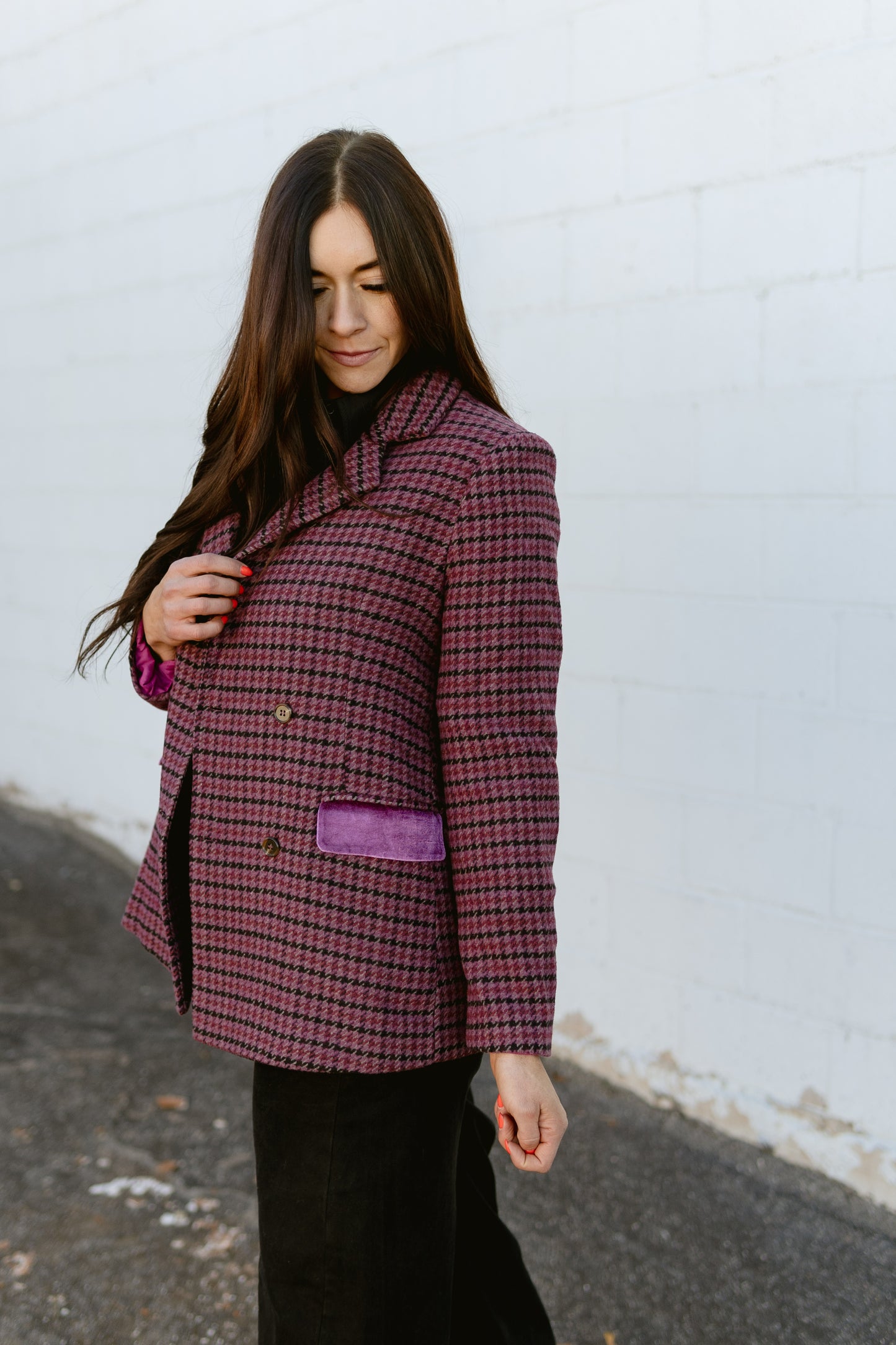 Pink Houndstooth Blazer