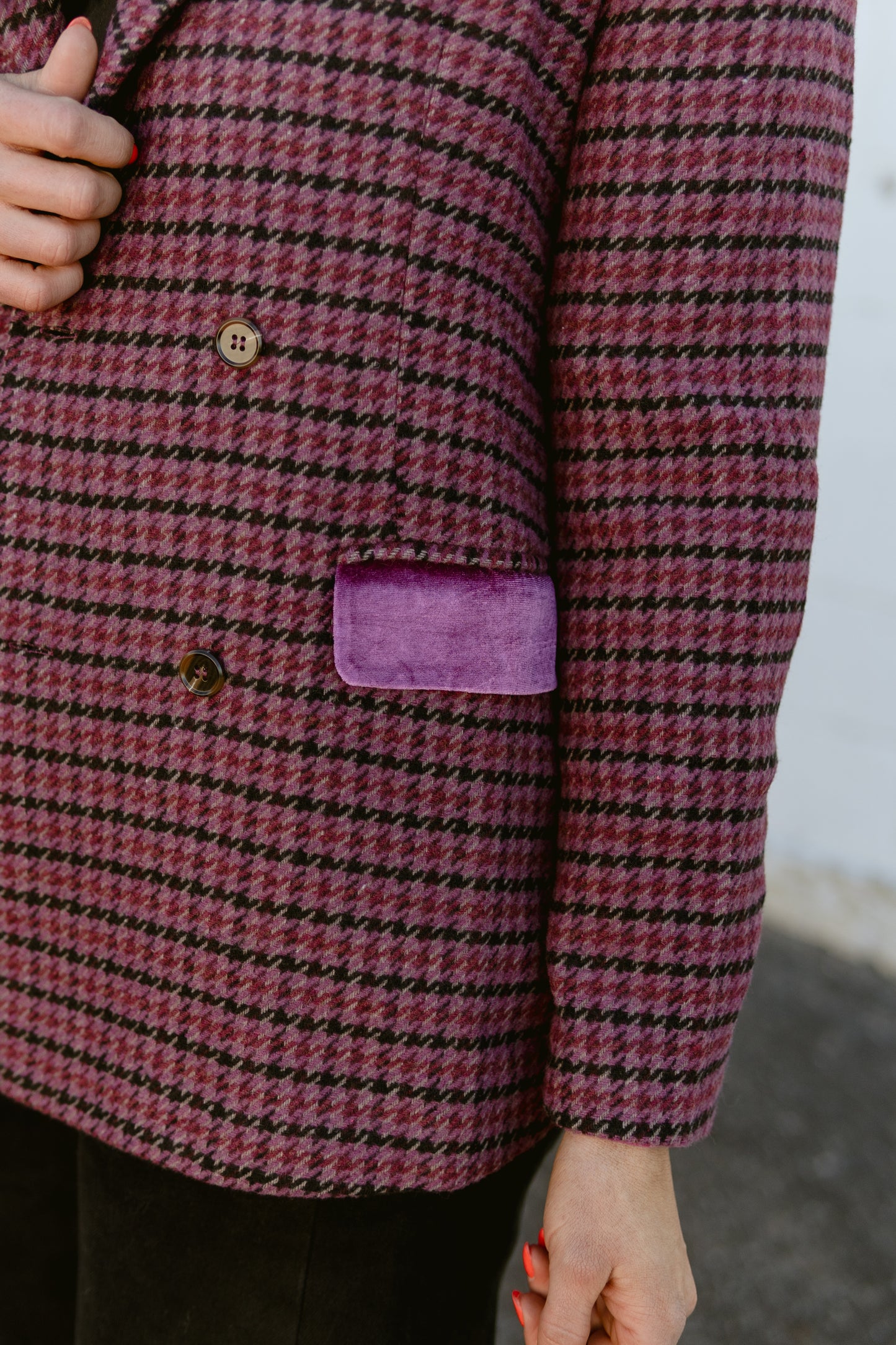 Pink Houndstooth Blazer