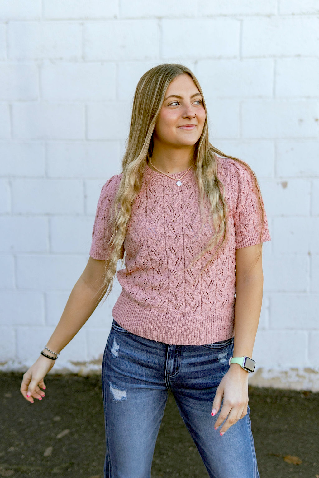 natural pink knit sweater