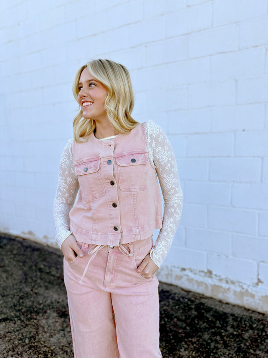 Pink Denim Top