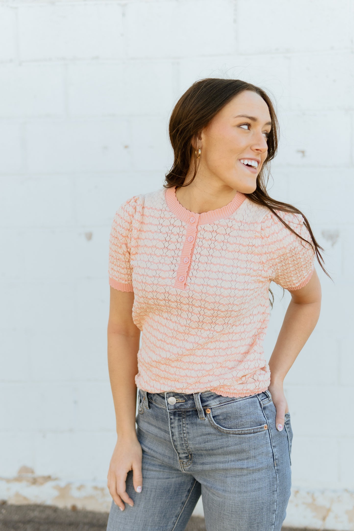 Pink striped knit top