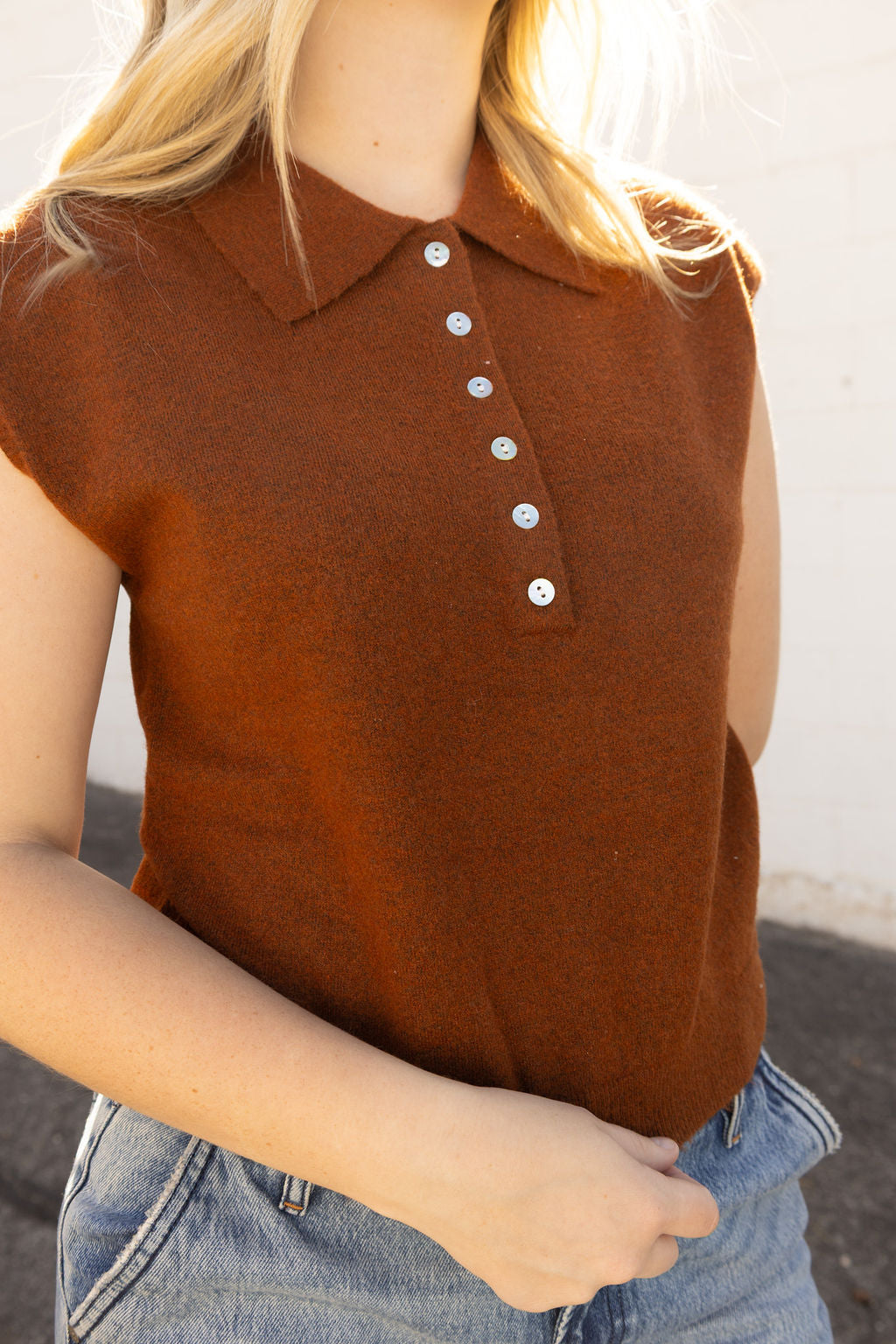 Rust colored cap sleeve sweater
