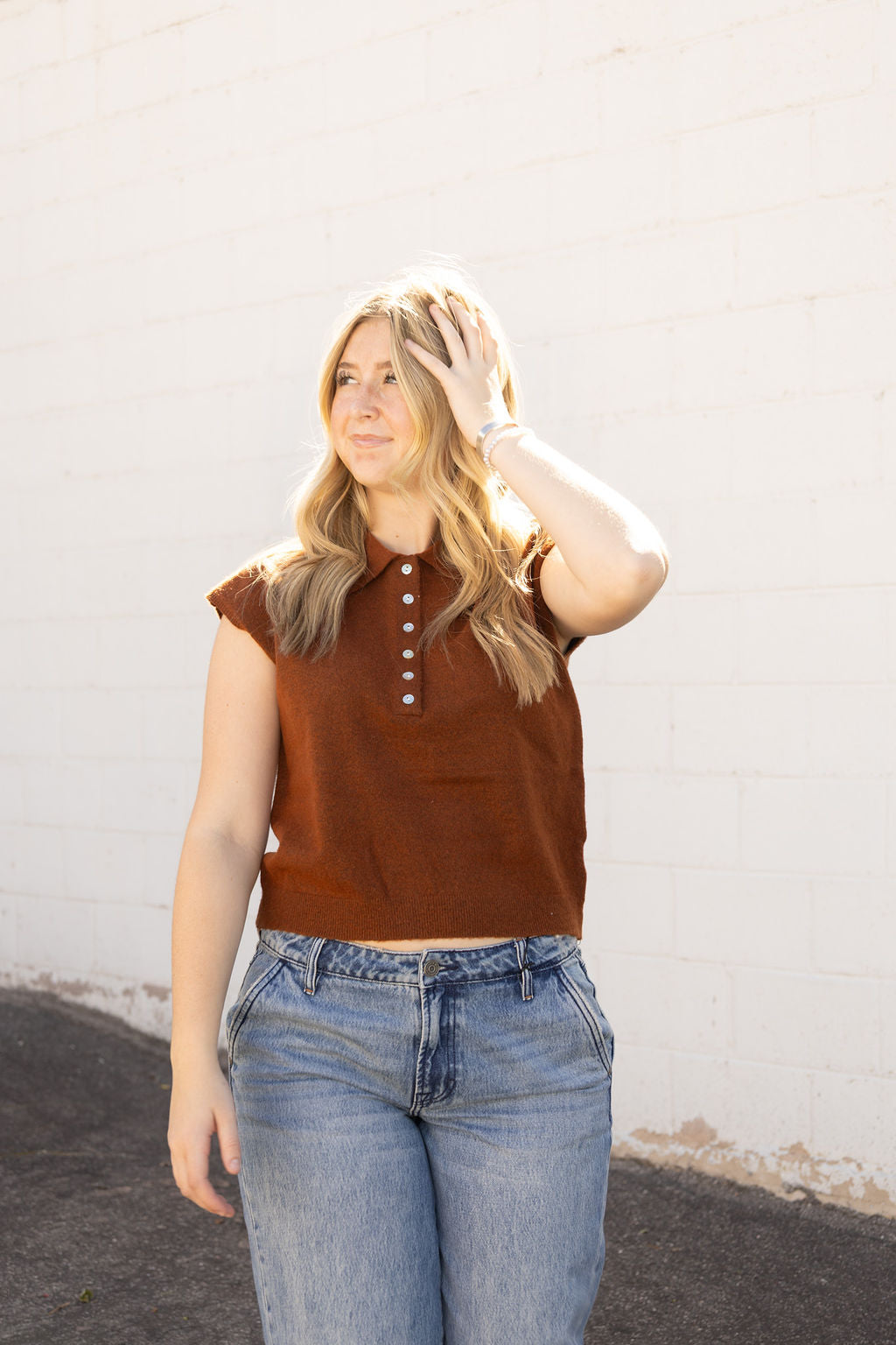 Rust colored cap sleeve sweater