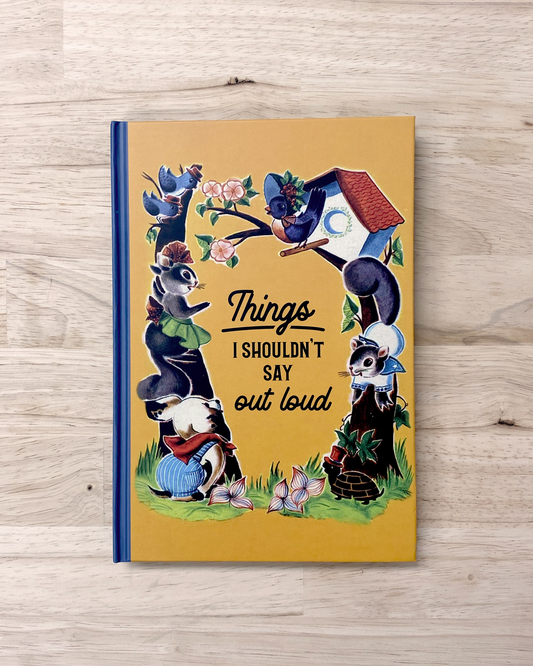 cute blank notebook with vintage illustration on the cover