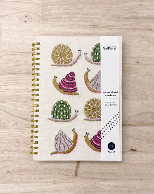 Snail embroidered notebook