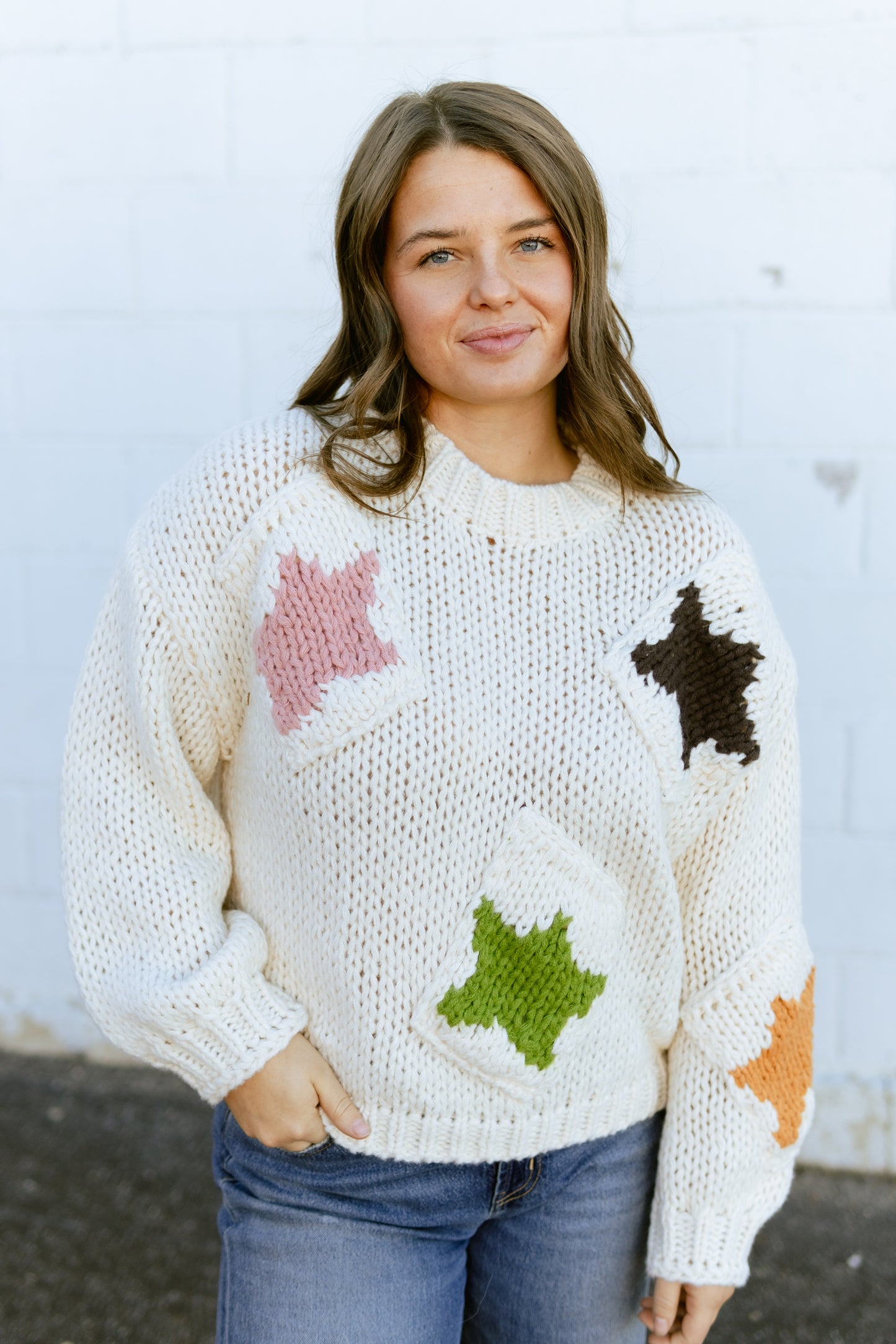 knit star pocket sweater