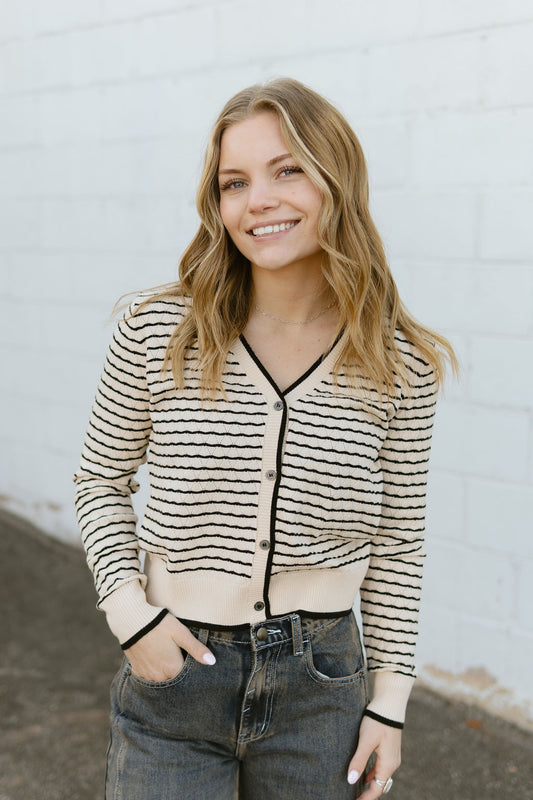 Cute striped cardigan with button down front