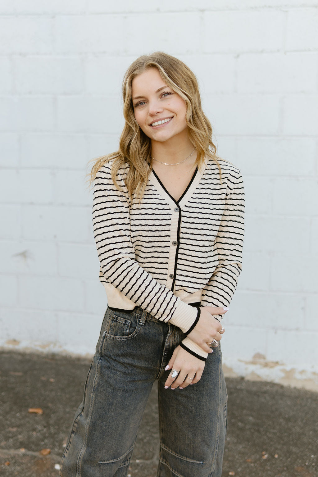 Cute striped cardigan with button down front