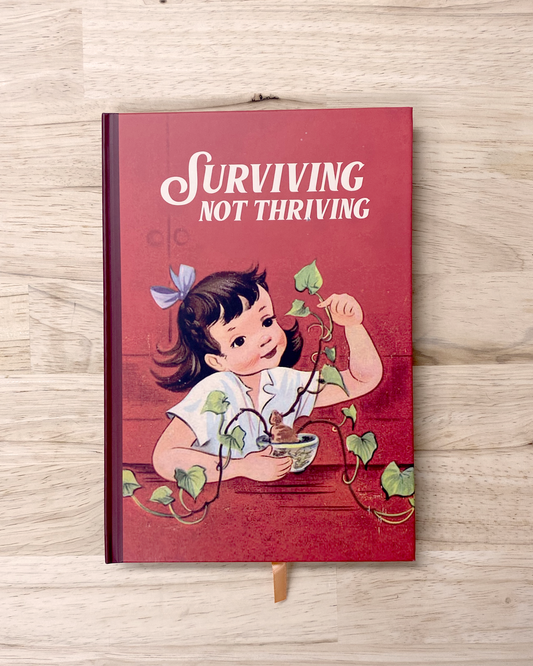 cute blank notebook with vintage illustration on the cover