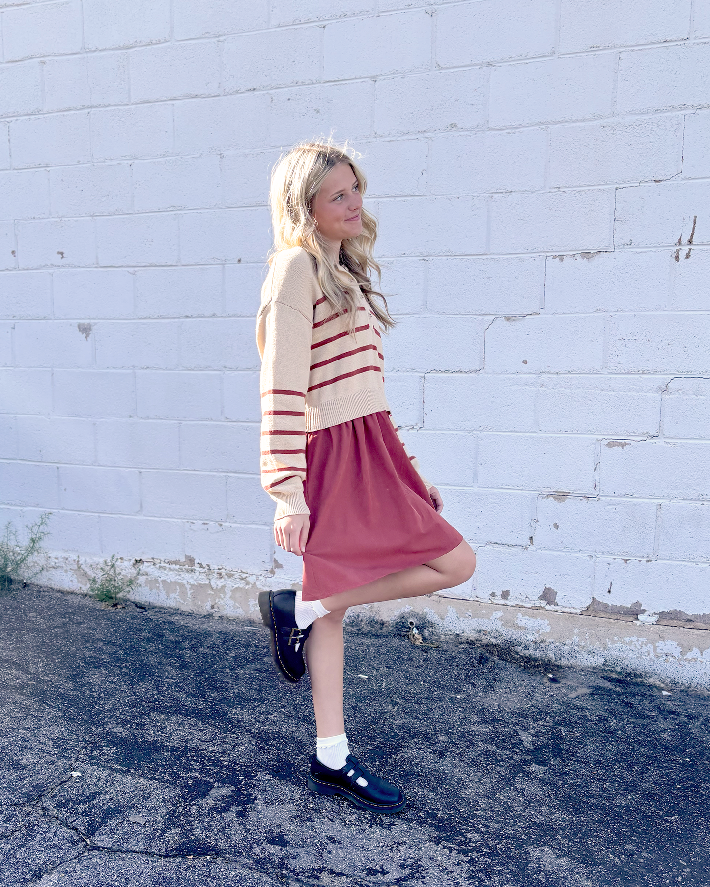 Cute dress with sweater on top and short skirt on the bottom