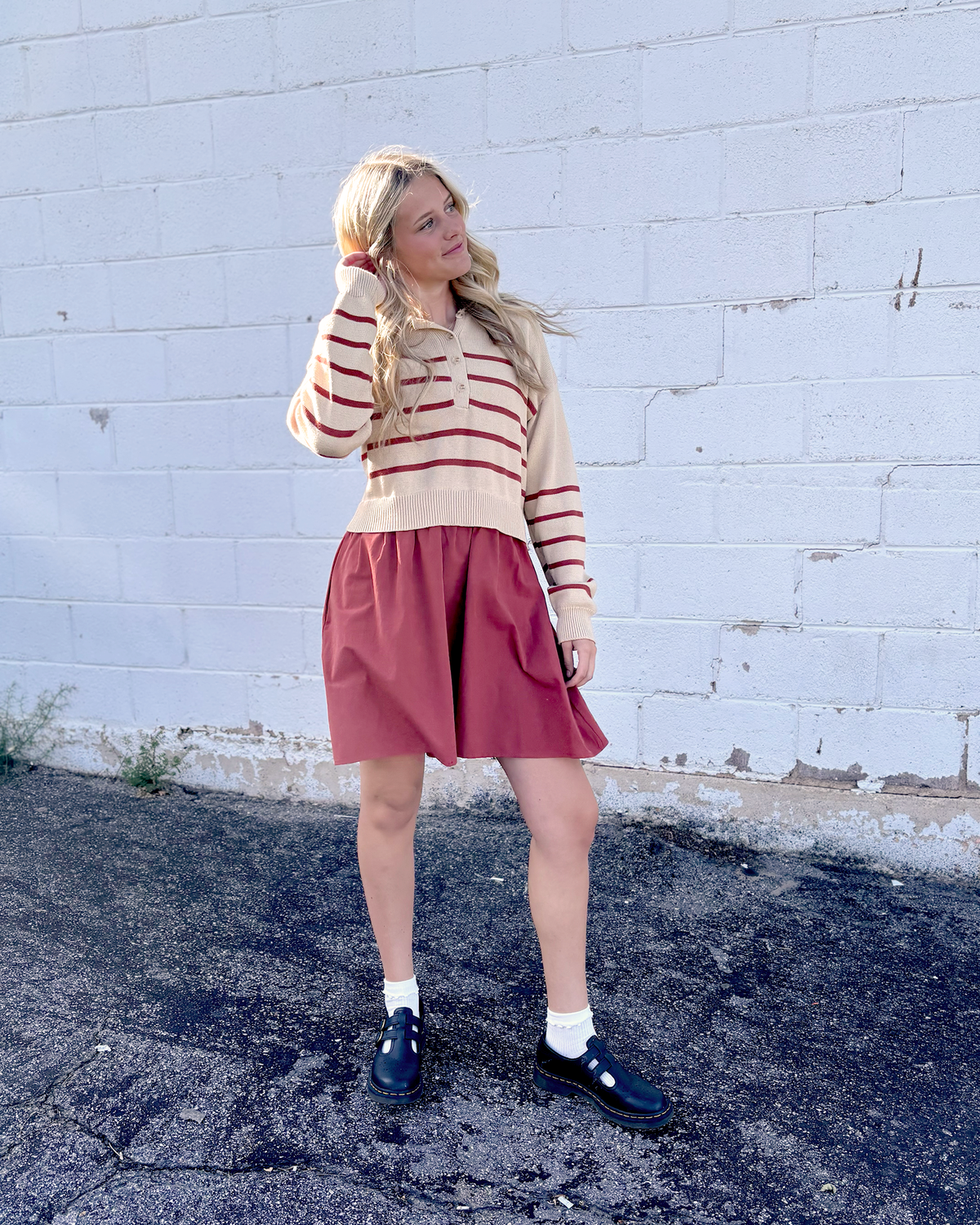 Cute dress with sweater on top and short skirt on the bottom