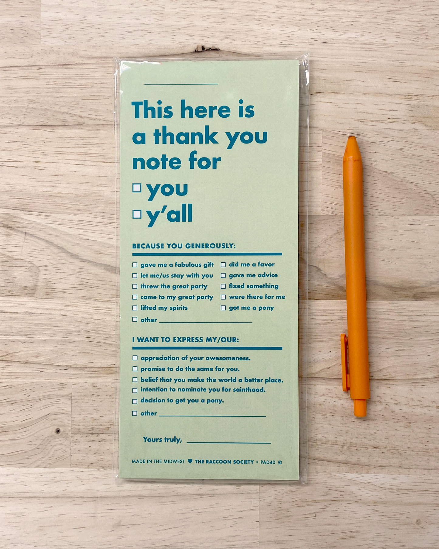 Customizable thank you notepad for the fridge