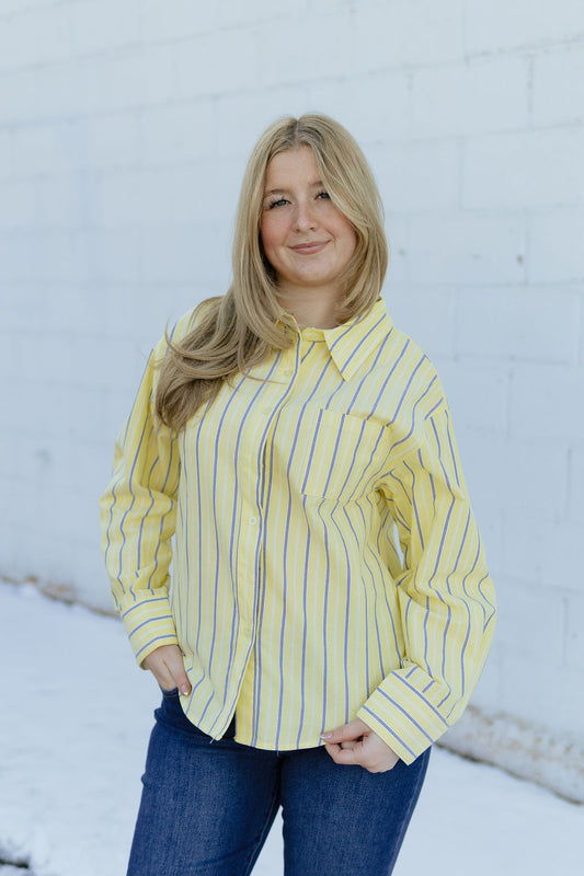 Yellow oxford shirt with buttons up the back