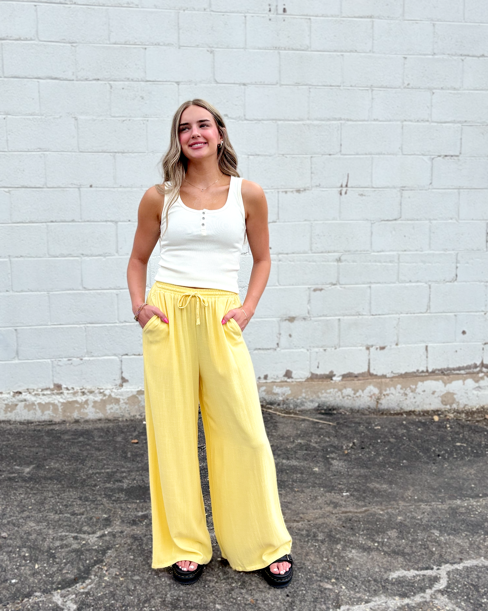 Light yellow linen pants