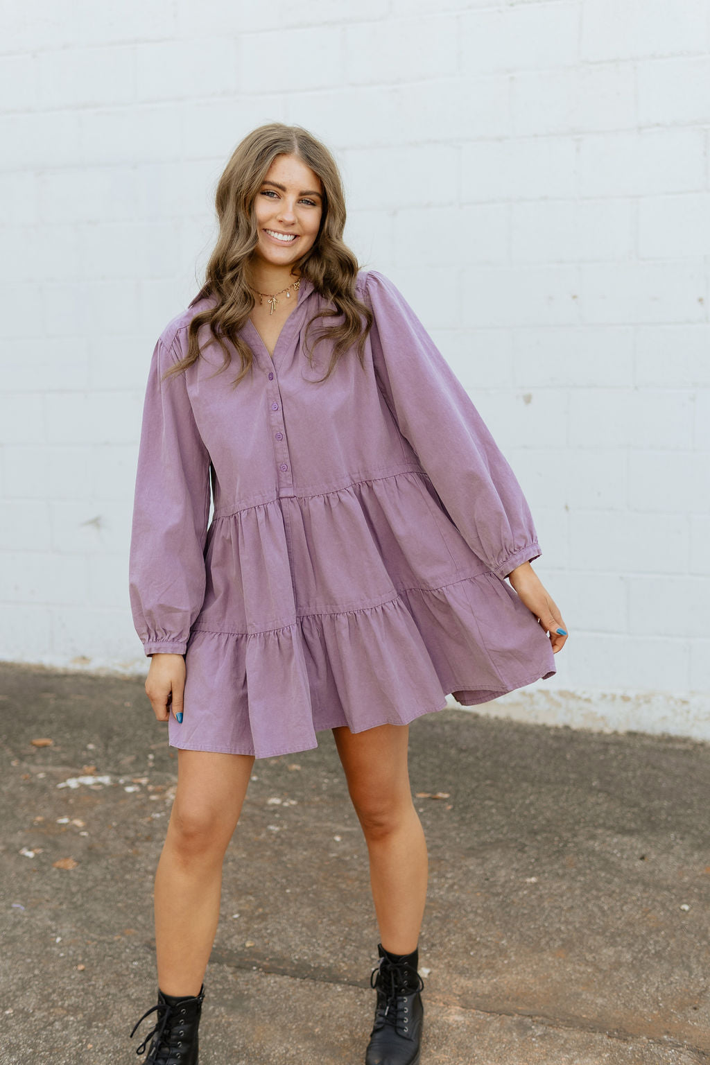 purple denim mini dress