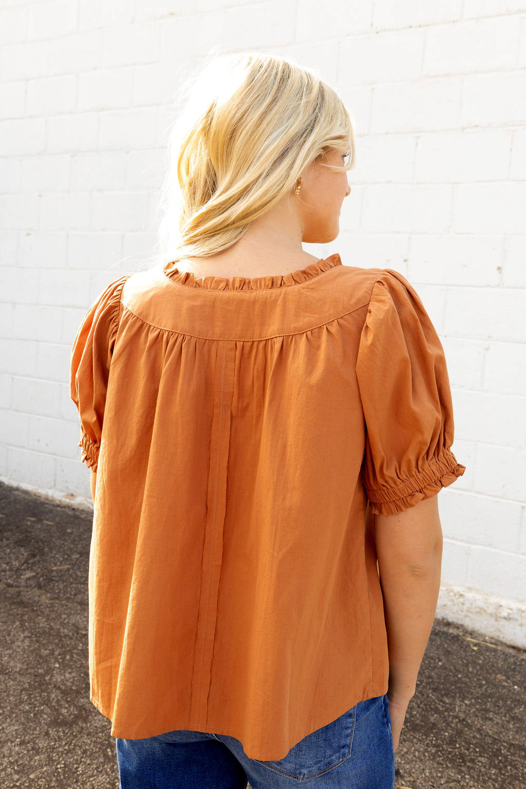 Rust Puff Sleeve Shirt