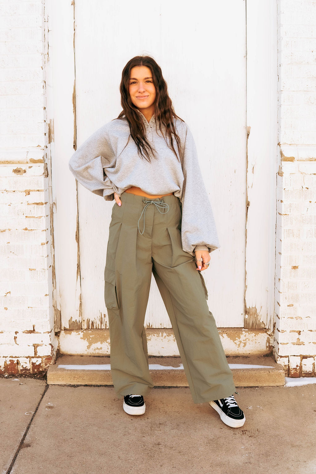 These pants are super comfortable and durable. They look very trendy and can go anywhere! The light olive color makes them versatile and so much fun!